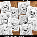 monster coloring pages by happy colorist