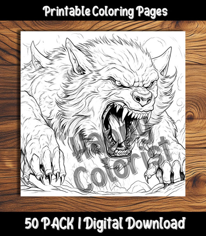 werewolf coloring pages by happy colorist