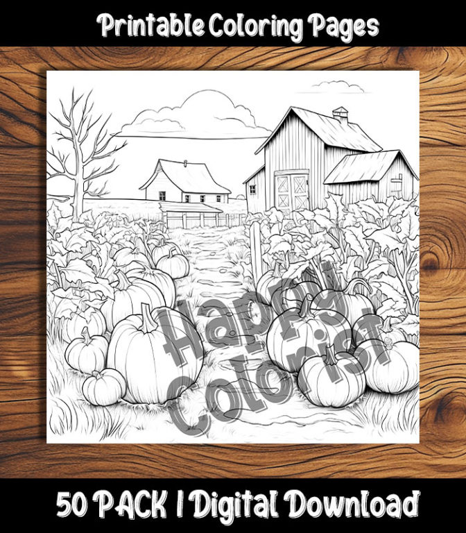 pumpkin patch coloring pages by happy colorist