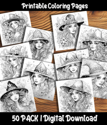 witches coloring pages by happy colorist