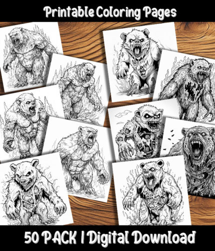 zombie bear coloring pages by happy colorist