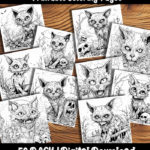 zombie cat coloring pages by happy colorist