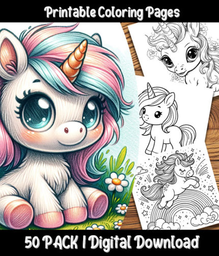 baby unicorn coloring pages by happy colorist