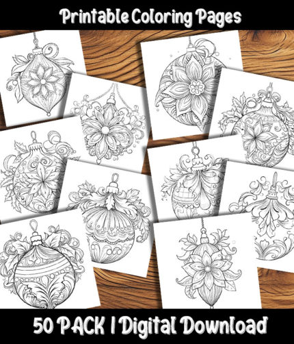 christmas ornaments coloring pages by happy colorist