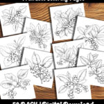 christmas holly coloring pages by happy colorist