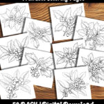 christmas holly coloring pages by happy colorist