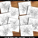 christmas holly coloring pages by happy colorist