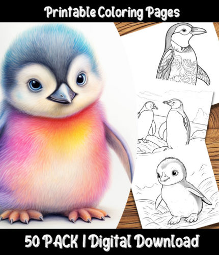 penguin coloring pages by happy colorist