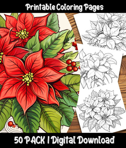 Poinsettia Coloring Pages by happy colorist