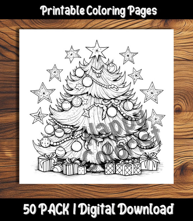 Christmas Tree Coloring Pages by happy colorist