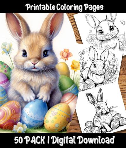 Easter Bunny Coloring Pages by Happy Colorist