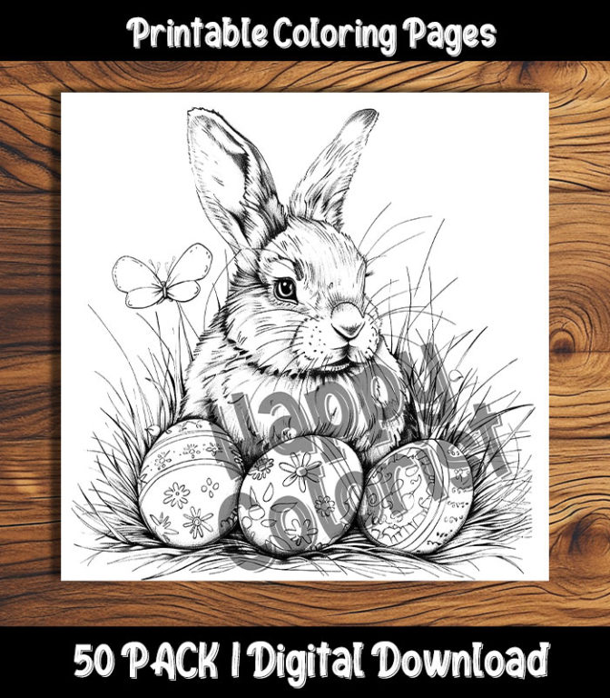 Easter Bunny Coloring Pages by Happy Colorist