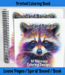 woodland bandits raccoon coloring book by happy colorist