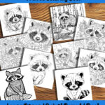 woodland bandits raccoon coloring book by happy colorist