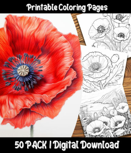 Remembrance Day Poppies coloring pages by Happy Colorist