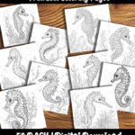 Printable Seahorse Coloring Sheets by Happy Colorist